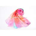 Super Thin Cool Pink Flower Echarpe en soie à imprimé numérique pour l&#39;été
